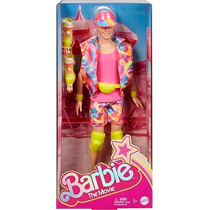 BARBIE THE MOVIE Ken - Sammelpuppe im Neon-Outfit, Skating-Look, Retro-Muster, Impala-Inlineskates, Verpackung mit Spielfilm-Motiven, für Kinder ab 3 Jahren, HRF28 – Bild 5