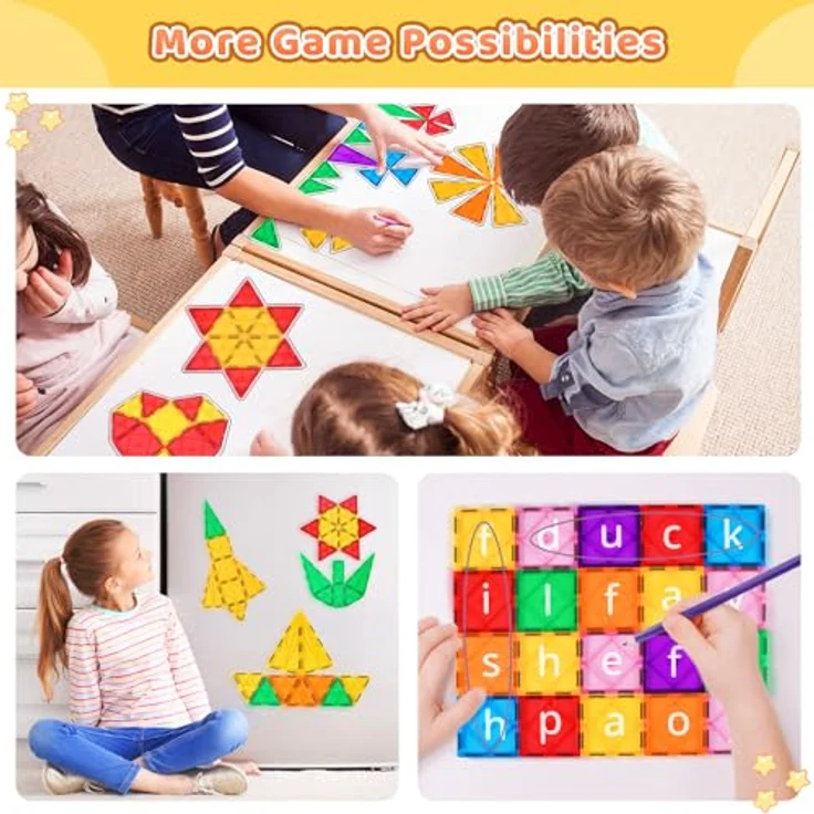 Katiago Magnetische Bausteine, 100 PCS Set mit 2 Autos, bunt, STEM Montessori Spielzeug für Kinder ab 3 Jahren, kreatives Bauspielzeug – Bild 5