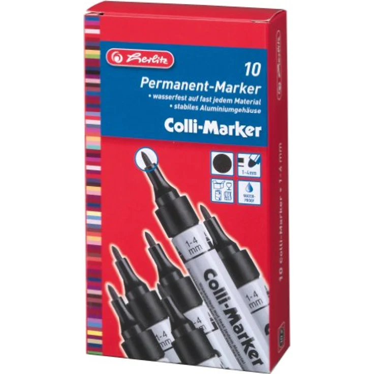 Herlitz 8860603 Colli Marker 1-4 mm schwarz 10 Stück wasserfest, permanent – Bild 3