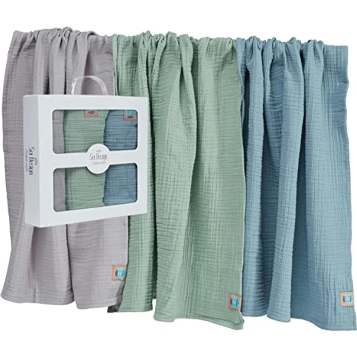 sei Design 4fach Musselin Pucktuch - Babydecke - Mulltuch oder Mullwindel als 3-Pack 80x80 – Bild 1