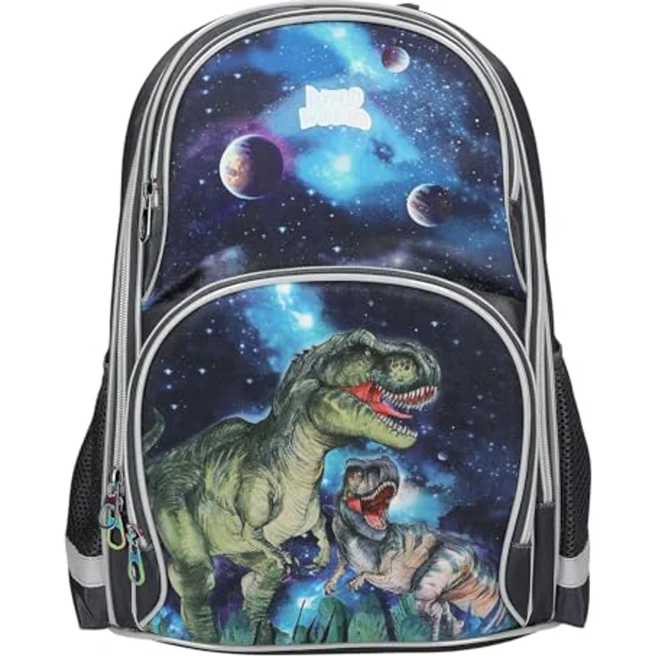 Depesche DINO World Schulrucksack GALAXY, dunkelblau, mit T-Rex Motiv, stufenlos verstellbaren Trägern und Mesh-Rückenteil – Bild 1