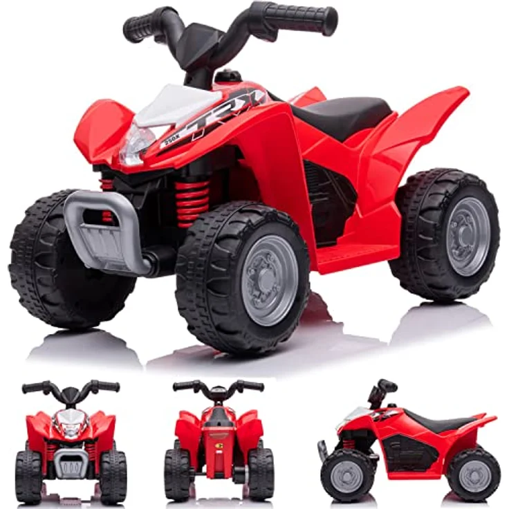 sun baby Kinder Elektroauto Quad, Kinderquad ab 18 Monaten, LED Lampe, 3km/h, Rot – Bild 1