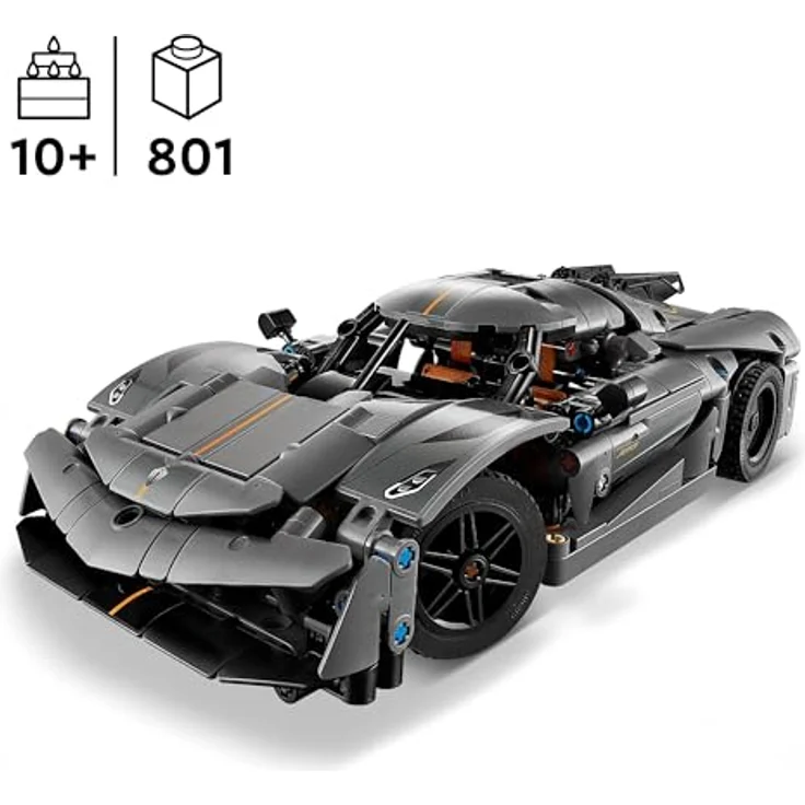 LEGO Technic Koenigsegg Jesko Absolut Supersportwagen in Grau, Bauspielzeug für Jungen und Mädchen, Spielzeugauto für Kinder, Geschenk für Autofans, Dekoration für das Kinderzimmer 42173 – Bild 2