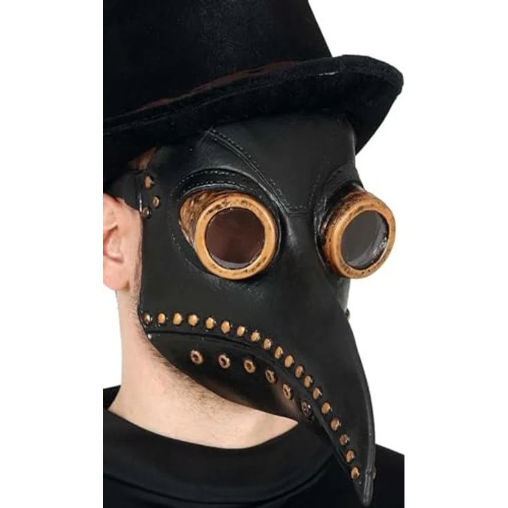 FIESTAS GUIRCA Latexmaske Doctor Pest, Kostümzubehör in Schwarz – Bild 1