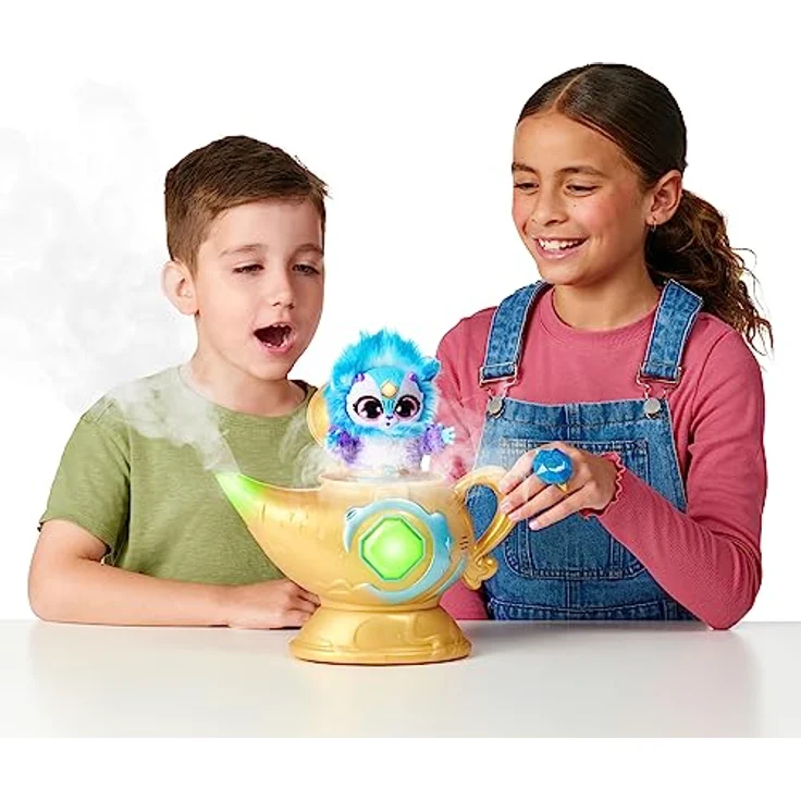 Magic Mixies Magische Wunderlampe mit 20 cm großem interaktivem blauem Mixie-Plüschtier und echtem Nebel. Mit über 60 Geräuschen und Reaktionen, Medium – Bild 4