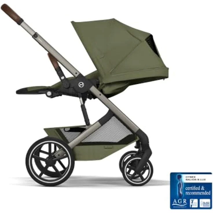 Cybex Balios S Lux Kombikinderwagen, inkl. faltbarer Babywanne, Moss Green, komfortable Federung und pannensichere All-Terrain-Räder – Bild 2