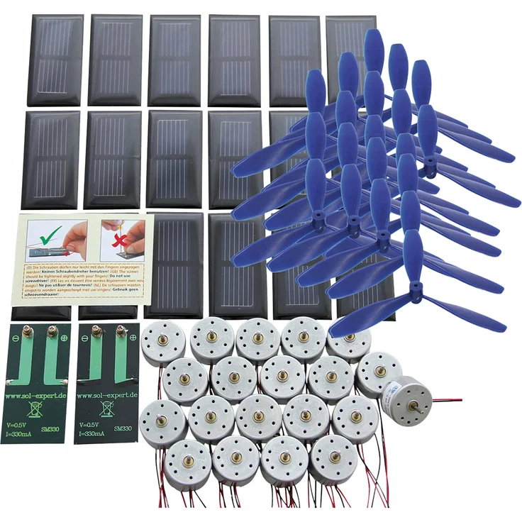 Sol Expert Klassensatz Basic, Experimentierkästen mit kristalliner Solarzelle SM330 und Solarmotor RF300 – Bild 1