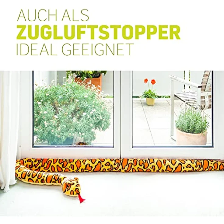 Home-Flair Plüschtier Schlange, hochwertig verarbeitetes Kuscheltier und Zugluftstopper, 250 cm, orange – Bild 3