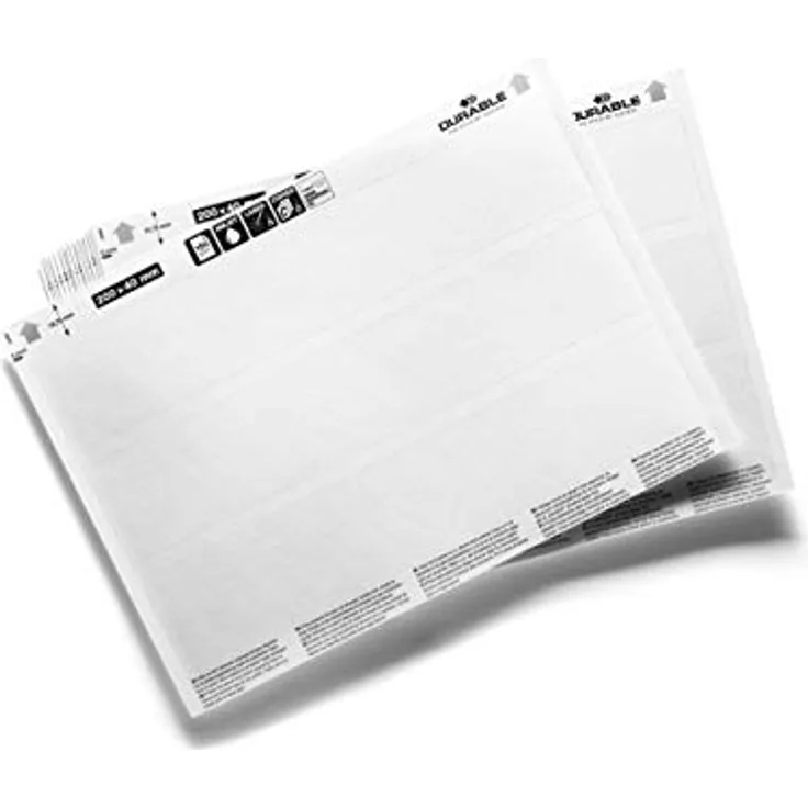 Durable Einsteckschilder Label Refill weiß, für Artikel im Format 200x40mm, 60 Schilder, z.B. SCANFIX, C-Profile oder LABELFIX, 809902