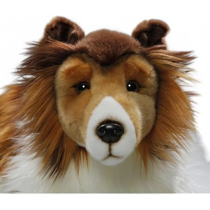 Carl Dick Collie liegend, Hund, Plüschtier, Kuscheltier, ca. 44cm 3551, Langhaar Collie in Hellbraun/Dunkelbraun/Weiß, antiallergisch und schwer entflammbar – Bild 4