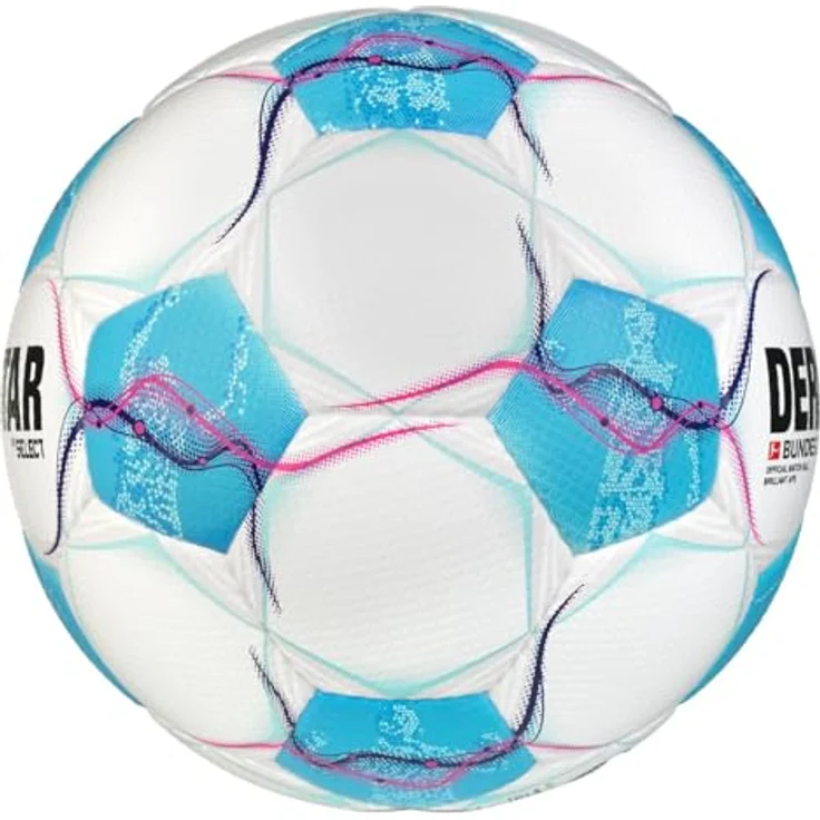 Derbystar Fußball Bundesliga Brillant APS 2024/2025, Aerodynamisch, weich, präzise - Weiß-Hellblau-Schwarz-Pink – Bild 2