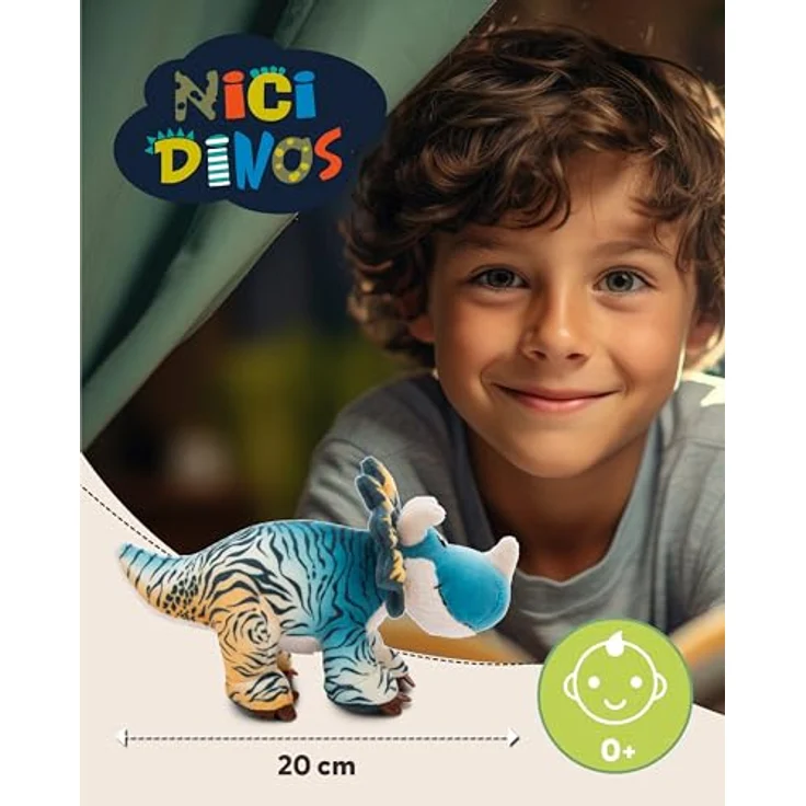 NICI Kuscheltier Dino Cerastupsy 20cm - Flauschiges Dino Stofftier aus recycelten Materialien, All-Over Druck Körper - 49466 – Bild 2