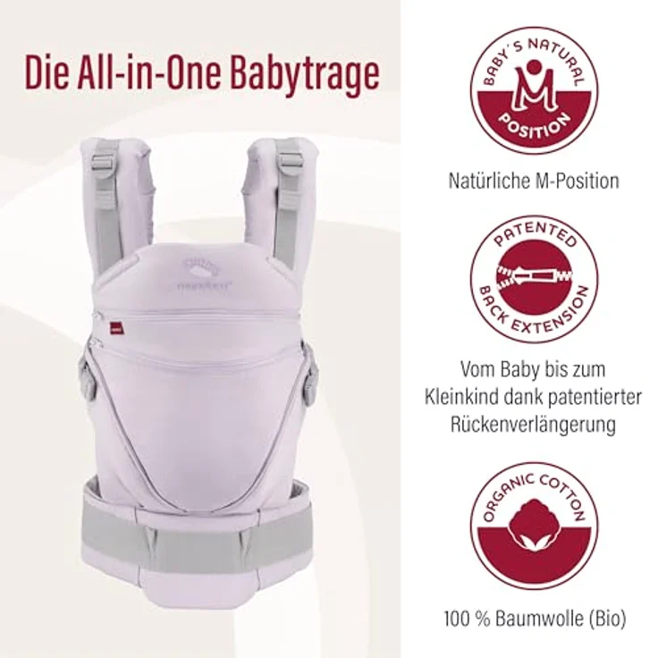 Manduca XT, All-in-One Babytrage mit patentierter Rückenverlängerung, 3 Tragepositionen, Bio-Baumwolle, in verschiedenen Farben erhältlich – Bild 2