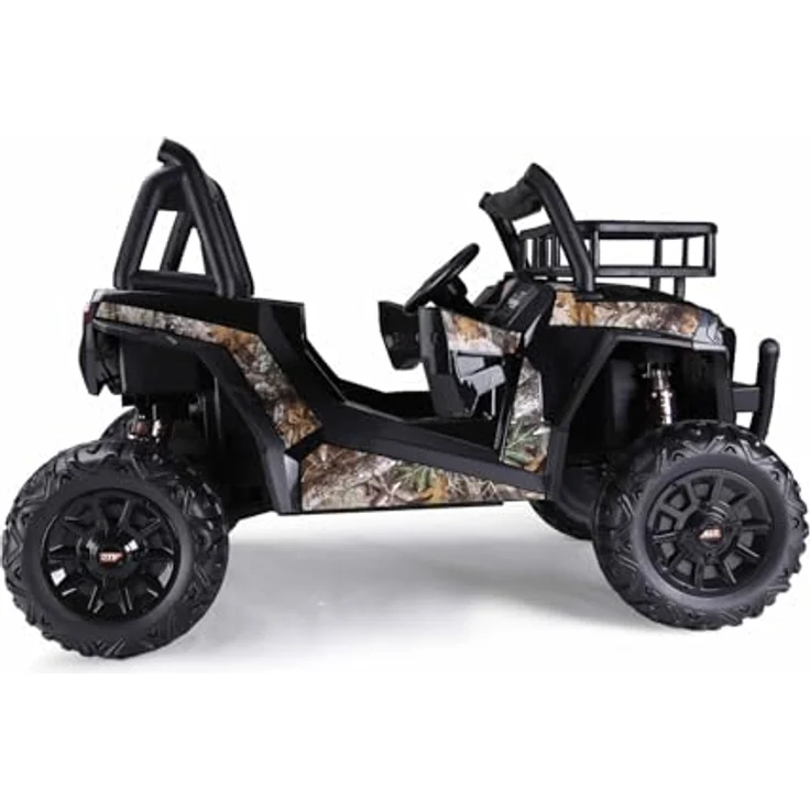 Beneo RIRICAR Elektroauto für Kinder UTV, 24V, Schwarz, 2-Sitzer mit 2,4 GHz Fernbedienung, 2 x 200 W Motor, Lithium-Akku, EVA-Räder, gepolsterter Sitz, USB und SD-Karte, für Kinder von 3-8 Jahren – Bild 3