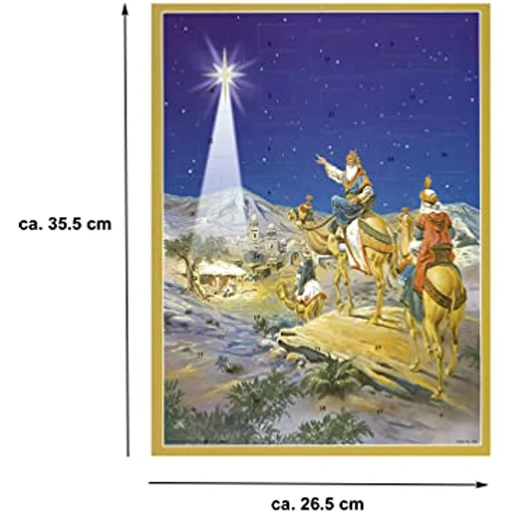 Richard Sellmer Verlag Sellmer Adventskalender - die heiligen drei König, nostalgischer Adventskalender mit Glitzer und Glimmer, Made in Germany – Bild 3