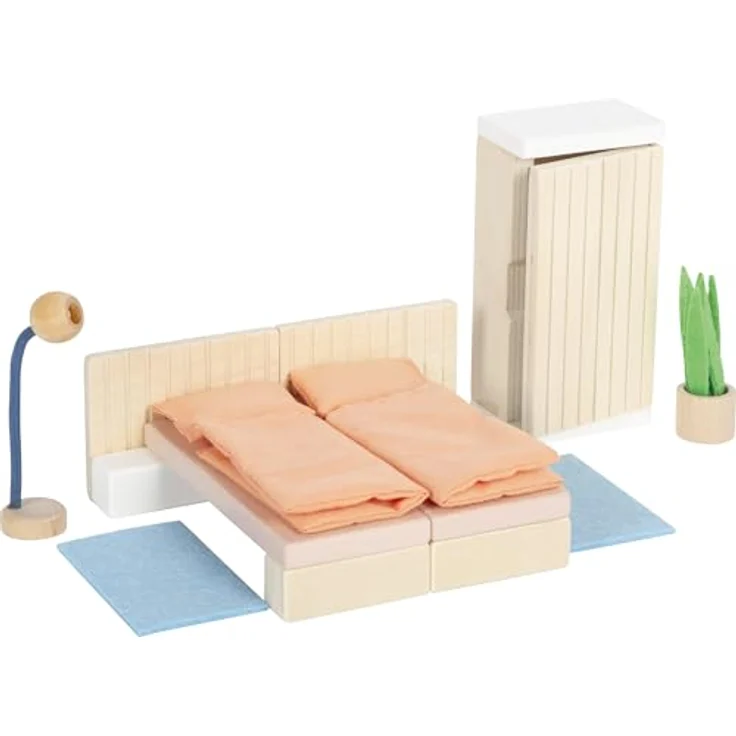 Small Foot Puppenhausmöbel Schlafzimmer, 12-tlg. Set mit Betten, Kleiderschrank und Accessoires in Naturholz – Bild 1