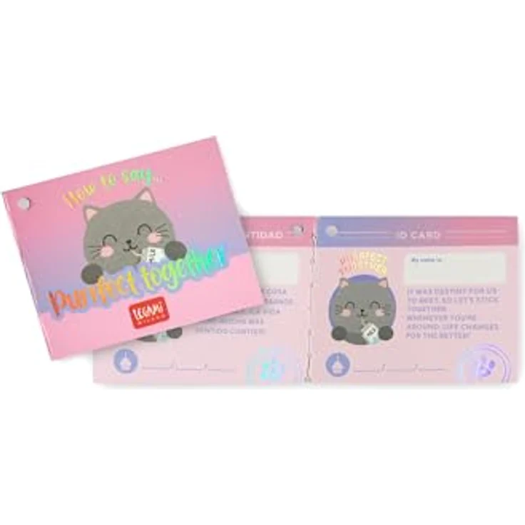 Legami Super Soft Plush Mini Kitty, Plüsch mit personalisierbarer ID Karte, grau, 14x15x12 cm, steht alleine – Bild 3