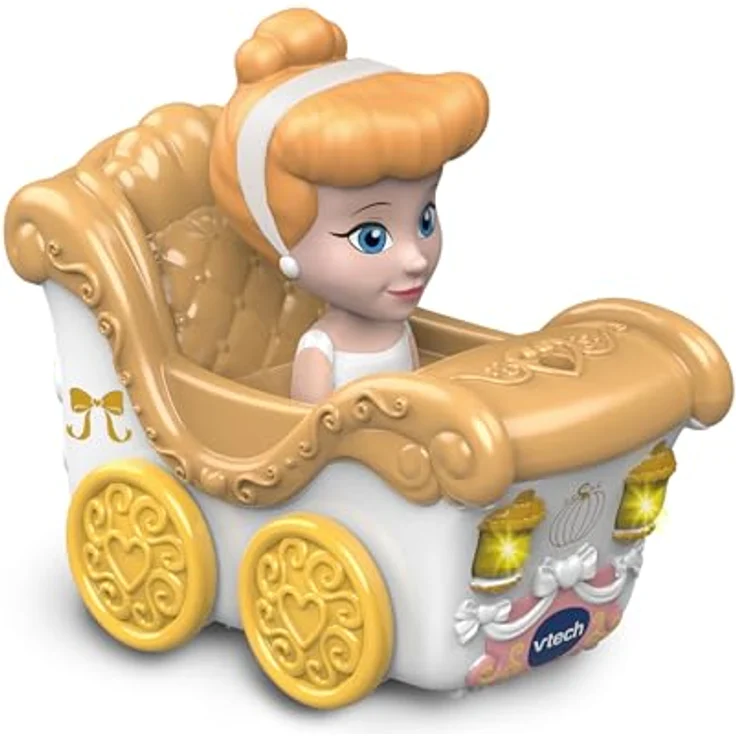 VTech Tut Tut Baby Flitzer – Prinzessinnen 3-in-1-Zauberschloss mit Doppelrutsche und Cinderellas Hochzeitskutsche, interaktiv und erweiterbar – Bild 3