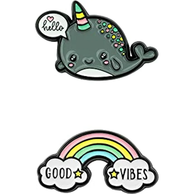 Legami - Set mit 2 Aufklebern aus Metall, 3,2 x 2,5 cm, Einweg, Cutie, zum Anbringen auf Tagebuch, Smartphone und anderes Zubehör, Rainbow, vollständige Haftung nach 10 Minuten