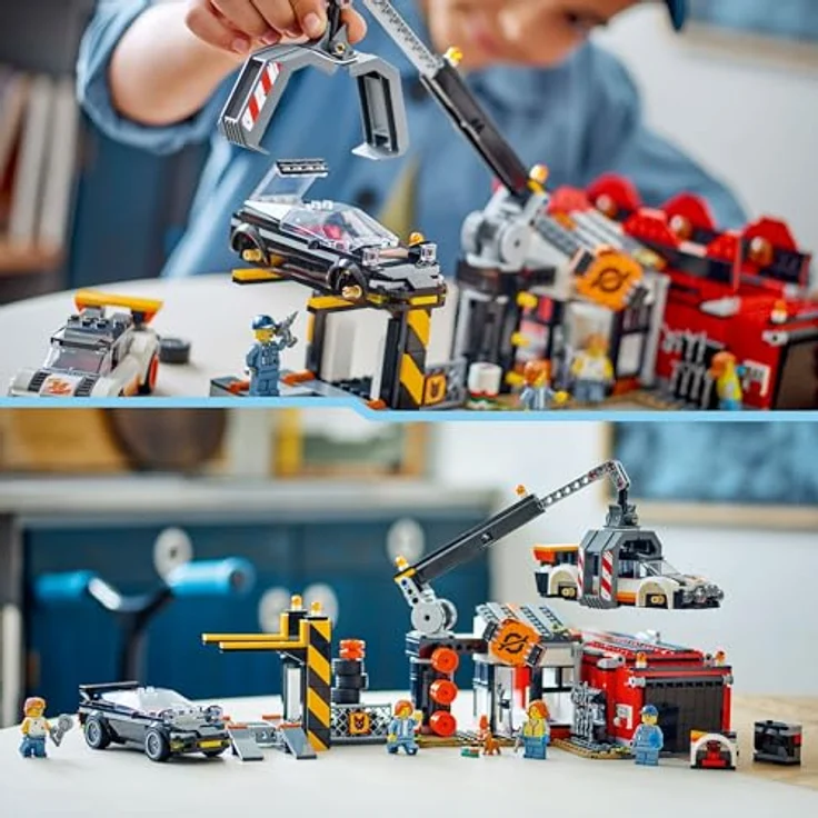 LEGO City Schrottplatz mit Autos - Spielzeug mit Schrottpresse und Kran, 2 Spielzeugautos, 4 Arbeiter Minifiguren & Bürogebäude - Geburtstagsgeschenke für Jungen und Mädchen ab 8 Jahren 60472 - Lernspielzeug zur Wiederverwertung – Bild 5