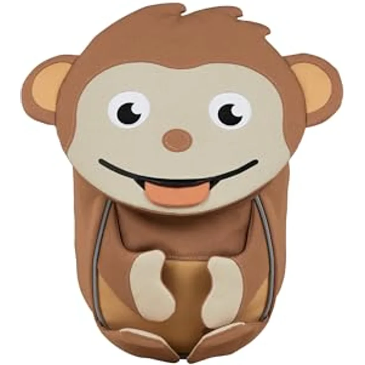 Affenzahn Kleiner Freund Kindergarten-Rucksack, ergonomisch, reflektierend, mit Ziehzunge und Namensschild, für 1-3 Jährige, Braun – Bild 1