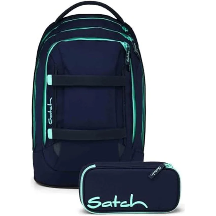 Satch Pack Schulrucksack Set 2tlg. mit Schlamperbox, 30 Liter Volumen, Ocean Mint – Bild 1