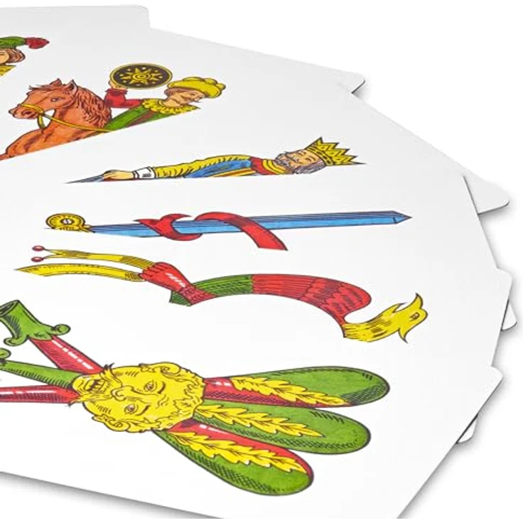 TS Spielkarten Napoletane Spielkarten, 100% Kunststoff, wasserfestes Scopa Kartendeck mit handgezeichnetem italienischem Bild in Metalldose – Bild 4