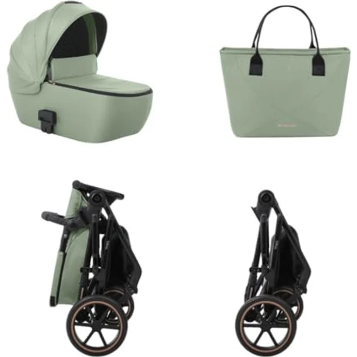 Kikkaboo Thea 2 in 1 Kinderwagen, EVA-Räder, verstellbarer Schiebegriff, tragbare Babywanne, grün – Bild 7