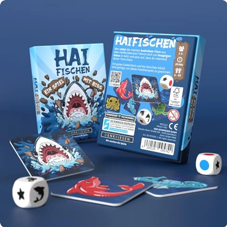 DENKRIESEN Haifischen | Kartenlegespiel | Ab 6 Jahren | 2-5 Spieler | Familienspiel – Bild 5