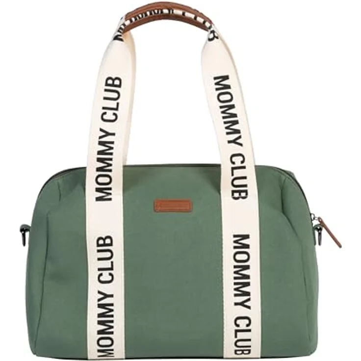 CHILDHOME Mommy Club Signature Wickeltasche, Grün, Inklusive Wickelunterlage, Viele Fächer, Kinderwagenbefestigung, Baumwolle, 22L – Bild 1