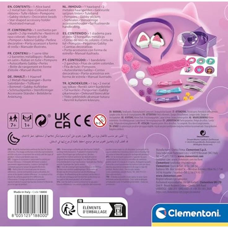 Clementoni Gabby's Dollhouse Hair Accessories Set - Kostümzubehör für Mädchen ab 6 Jahre, Haar-Accessoires Spiel, inspiriert von der Netflix-Serie - 18800 – Bild 3