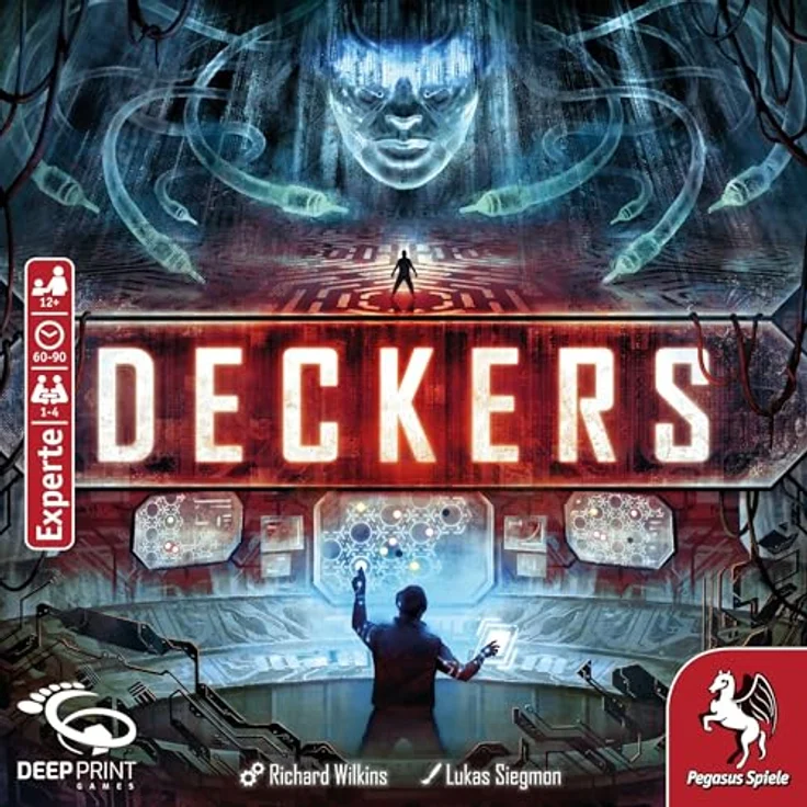 Pegasus Deckers, Deckbuilding-Kartenspiel in dystopischer Zukunft mit 10 Decker-Charakteren und 7 supermassiven Computern, Deutsch – Bild 3