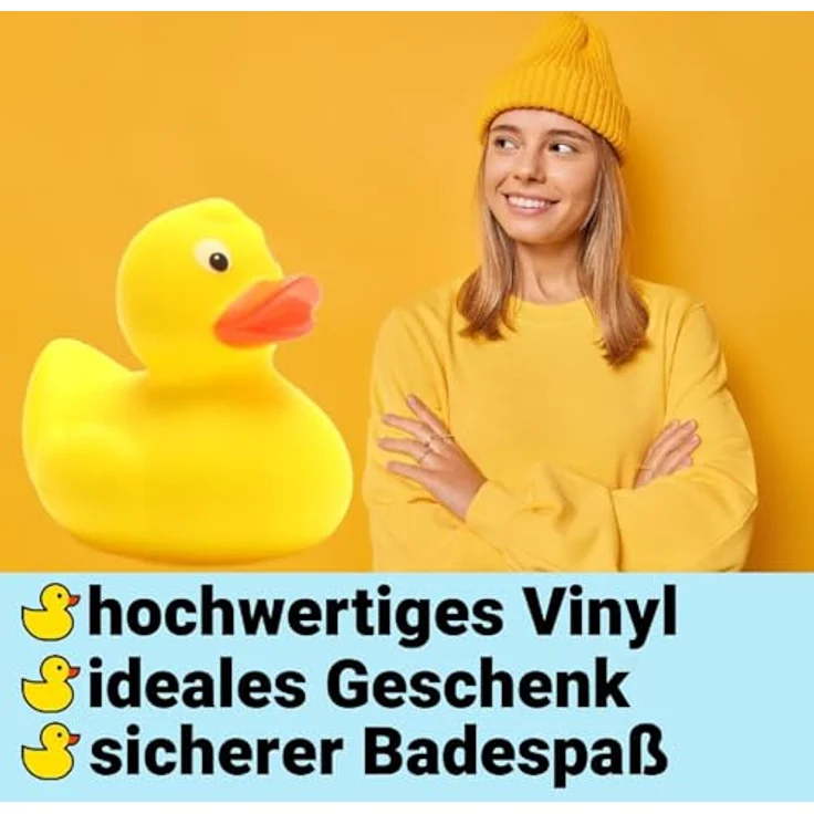 Duckshop Badeente Malina Gelb, klassisches Badewannenspielzeug mit leiser Quietschfunktion, 8,5 cm, Geschenkidee für Kinder und Sammler – Bild 2
