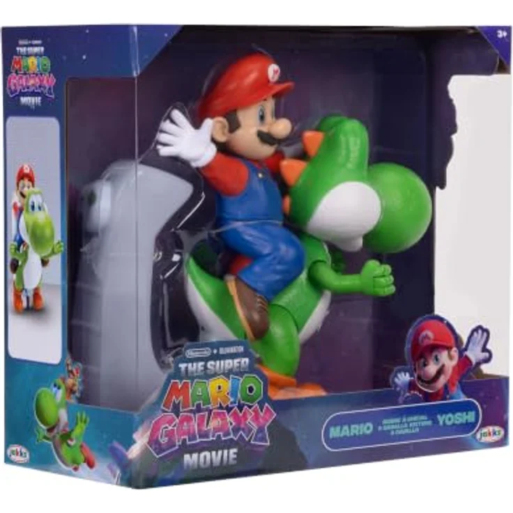 Jakks Pacific Super Mario Galaxy Movie Figur Mario reitet Yoshi, 20 cm Kunststoff, dynamische Flugpose, mehrfarbig, ab 3 Jahren – Bild 7