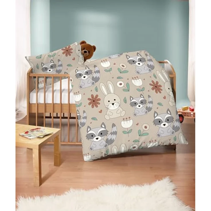 biberna Feinbiber Kinderbettwäsche 100x135 cm 40x60 cm, Taupe - 100% Baumwolle, Made in Europe, Reißverschluss, Markenqualität – Bild 4