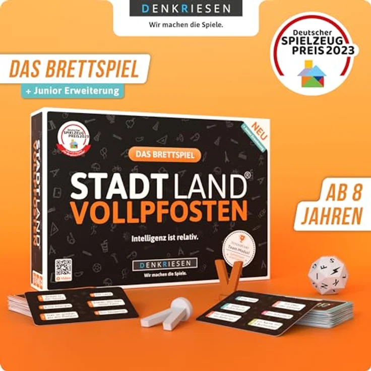 DENKRIESEN Stadt Land Vollpfosten® Das Brettspiel inkl. Junior Erweiterung | Ab 8 Jahren | 4-12 Spieler | Partyspiel – Bild 2
