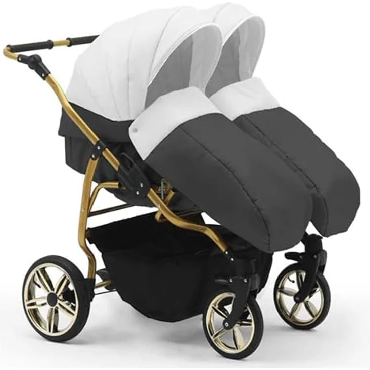 BabyMerc Zwillings-Kombikinderwagen City Twin 5 in 1 inkl. Sportsitze, Autositze und Isos in 19 Farben, Multitalent für Geschwister in allen Lebenslagen – Bild 4