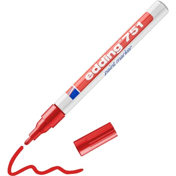 edding 751 Glanzlack-Marker, Permanentmarker mit 1-2mm Strichstärke, rot, wasserfest und extrem lichtbeständig – Bild 2