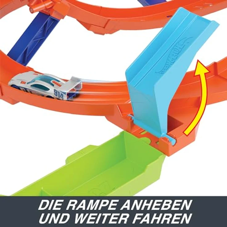 Hot Wheels Looping-Zyklon-Challenge, Action-Trackset mit 2 Spielmöglichkeiten, Bumerang-Loopings und Fahrzeug im Maßstab 1:64, mit Tragegriff, ab 4 Jahren, HXM94 – Bild 5