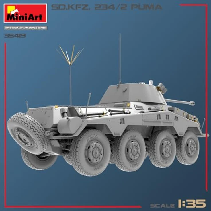Other 1:35 Sd.Kfz.234/2 Puma, Modellfahrzeug mit beweglichen Kettengliedern und 6 Varianten-Optionen – Bild 3