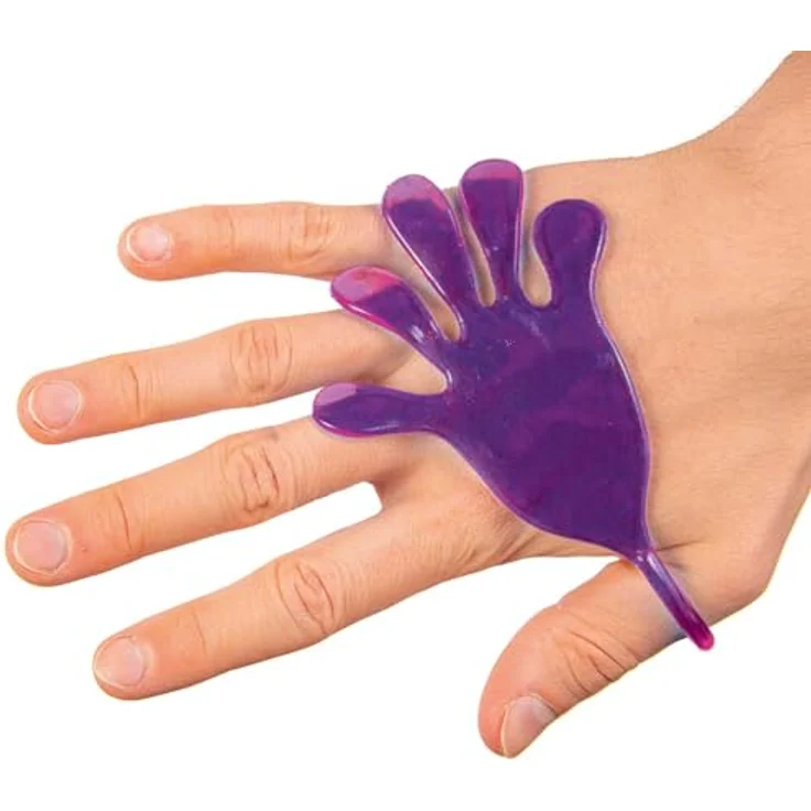 CRAZE Magic Slime, Sticky Hand 12er Pack - XXL Klatschhand mit Griff, super klebrig und dehnbar, in 4 Farben (rot, grün, blau, gelb) – Bild 5
