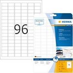 HERMA 8832 Universal Etiketten für Inkjet Drucker DIN A4 (30,5 x 16,9 mm, 25 Blatt, Papier, matt) selbstklebend, bedruckbar, permanent haftende Aufkleber, 2.400 Klebeetiketten, weiß