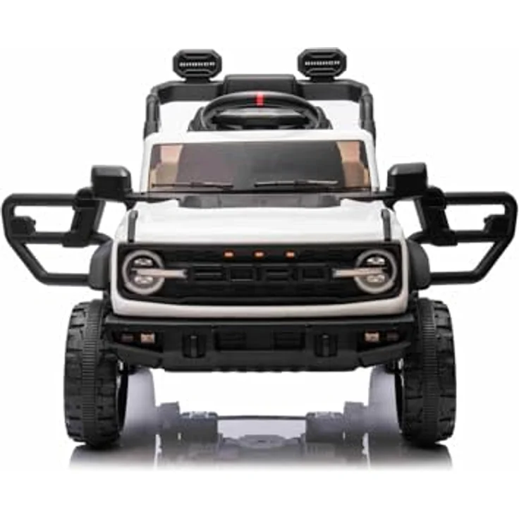 Beneo Ford Bronco Elektrisches Kinderfahrzeug, lizenziert, Einzelsitzer, Weiß, Hinterradantrieb, Lithiumbatterie, hohe Bodenfreiheit, breiter Sitz, Hinterachsfederung, 2,4-GHz-Fernbedienung, MP3-Player mit USB-Anschluss, LED-Beleuchtung – Bild 5