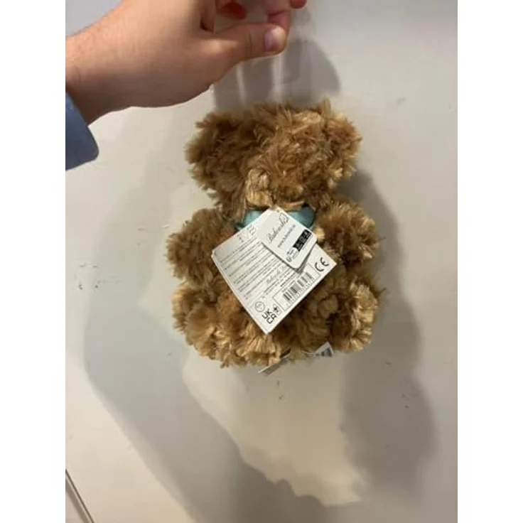 Bukowski Teddybär Ludwig, braun mit blauer Schleife, 25 cm, kuschelweicher Plüsch, handwaschbar bis 30°C – Bild 4
