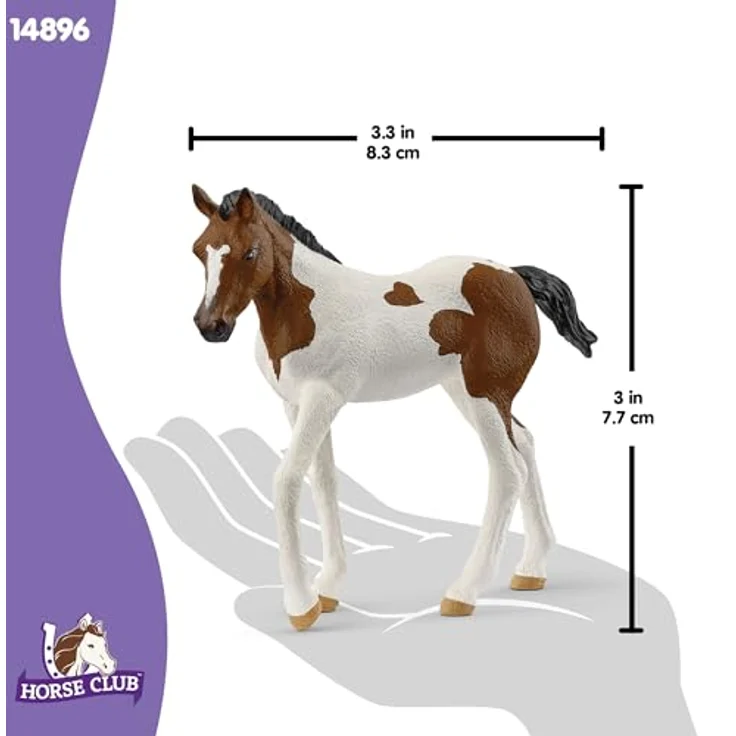 Schleich Paint Horse Fohlen (14899) - Horse Club, geschecktes Fohlen mit herzförmigem Fleck, Abmessungen 8,3 x 2,9 x 7,7 cm, erschienen 2025 – Bild 4