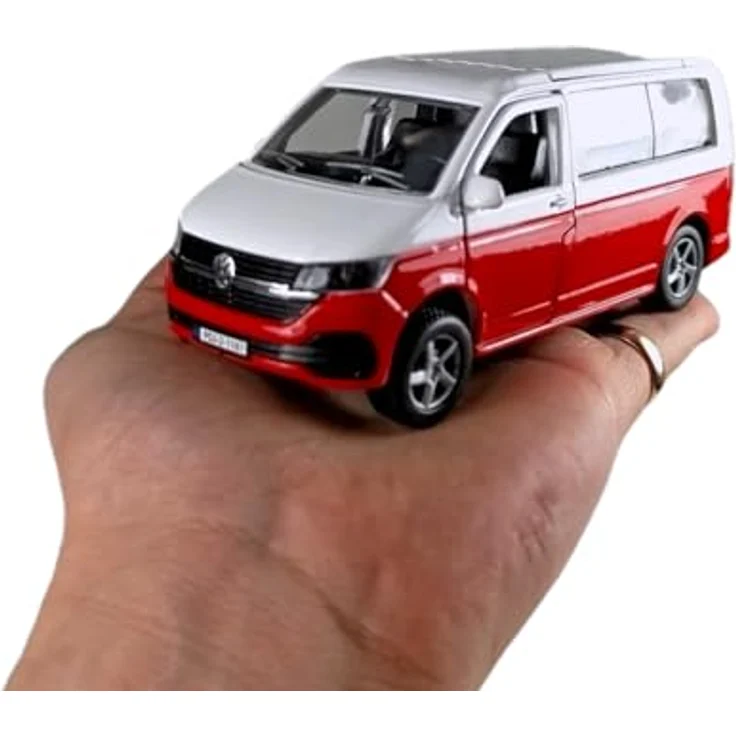 Kids Globe VW Transporter Wohnmobil Die Cast Pull Back 13,5cm, Spielzeug für Kinder, blau – Bild 5