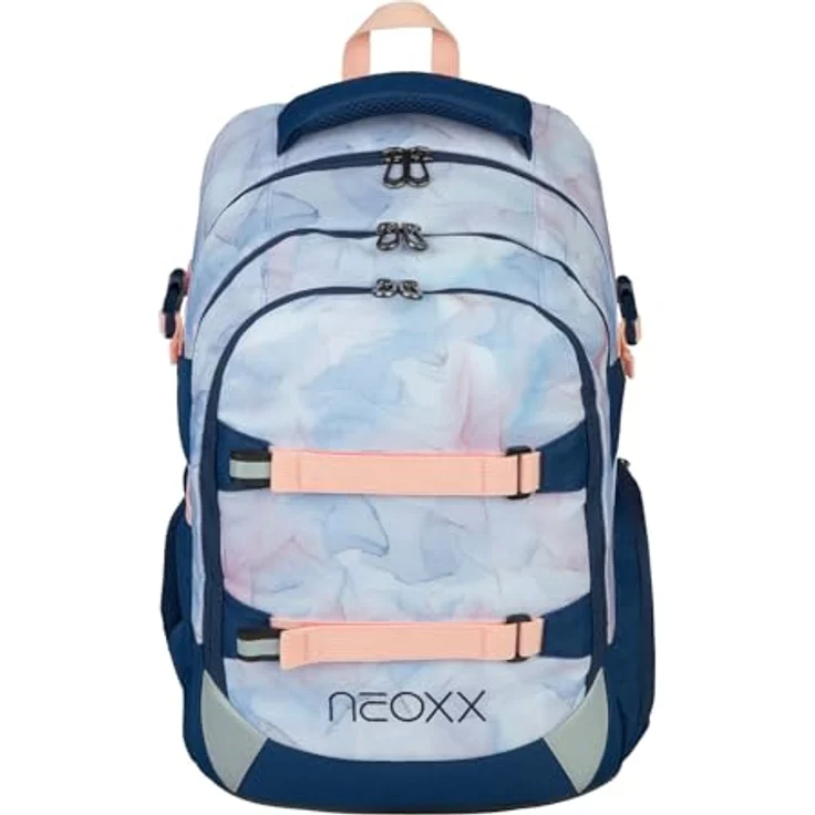 neoxx Schulrucksack ACTIVE Pro Dreaming of Pastel, aus recycelten PET-Flaschen, 3 Fächer + Geheimfach, höhenverstellbare gepolsterte Träger, Volumen ca. 30 Liter – Bild 1