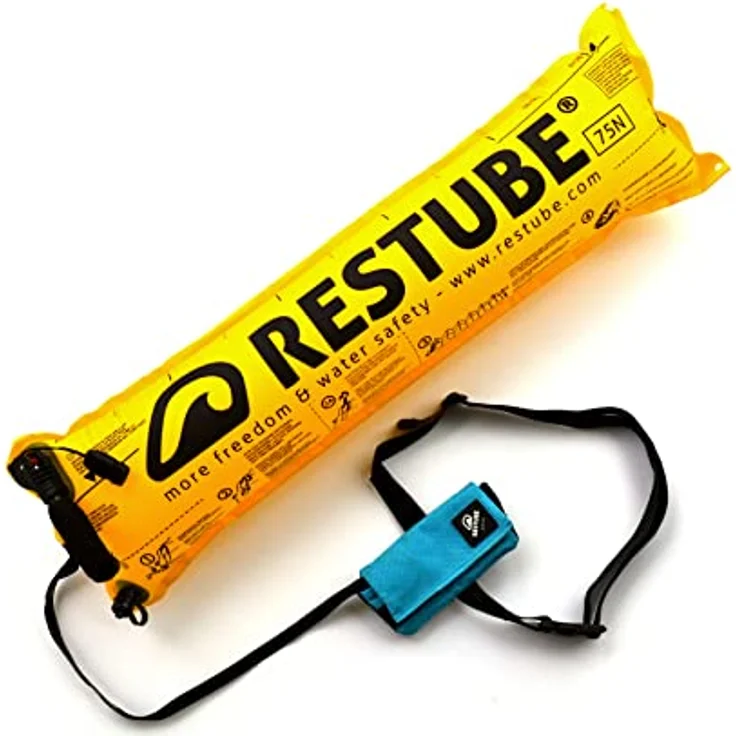 Restube Active Schwimmboje, Aufblasbare Rettungsboje mit Trillerpfeife - Für Erwachsene und Kinder, hohe Sichtbarkeit in leuchtender Farbe – Bild 1