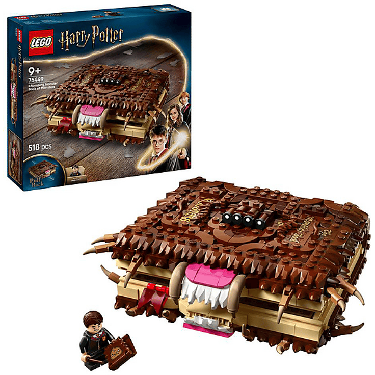LEGO Harry Potter™ 76449 Beißendes Monsterbuch der Monster Bausatz, 518 Teile, interaktives Spielzeug mit Rückziehfunktion, Mehrfarbig
