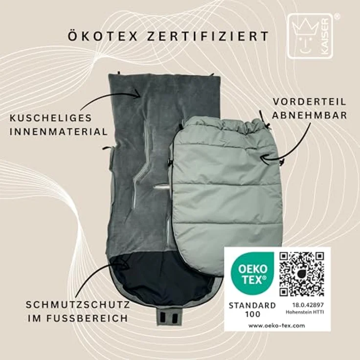 Kaiser Fußsack Akiko Thermo, Kinderwagenfußsack 100 x 45 cm, universal passend für alle Gurtsysteme, pflegeleicht bei 30 Grad – Bild 4